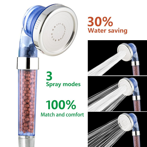 High Pressure Shower Head Water Saving Hand Held Shower Head Ionic Filtration 