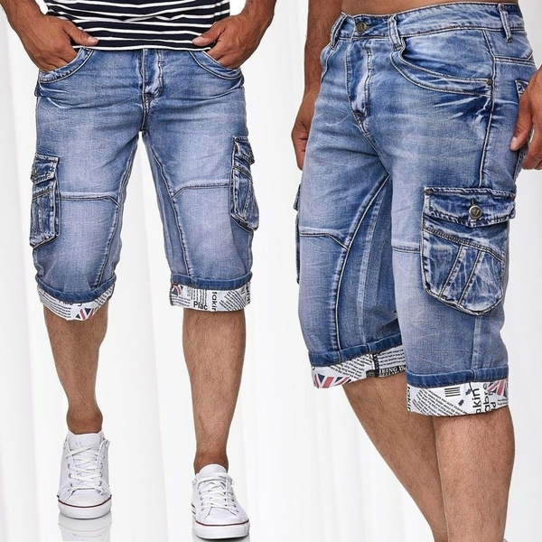 mens fitted jean shorts
