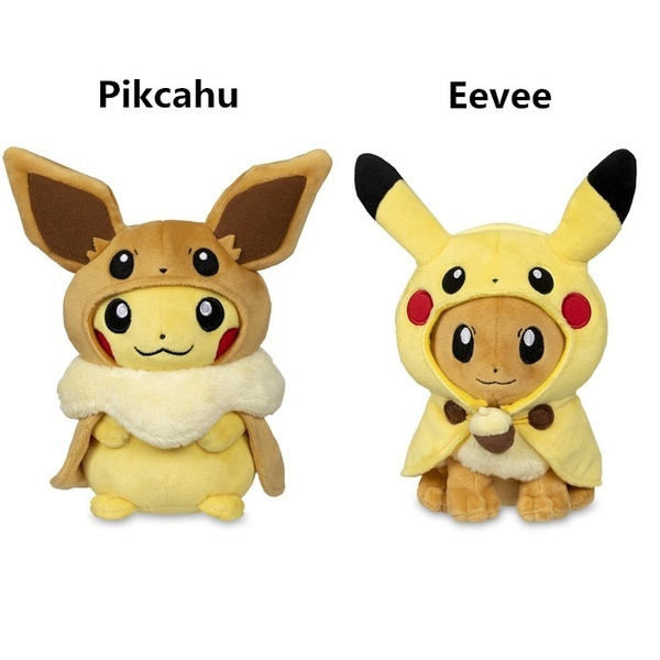 pikachu with eevee hoodie plush