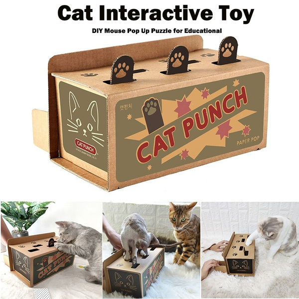 Cat Punch Scratch Toy Supplies Interactive Mole Mice Game Diy Mouse Pop Up Puzzle For Cats Treat Exercise Toys Wish - Diy Puzzle Box For Cats