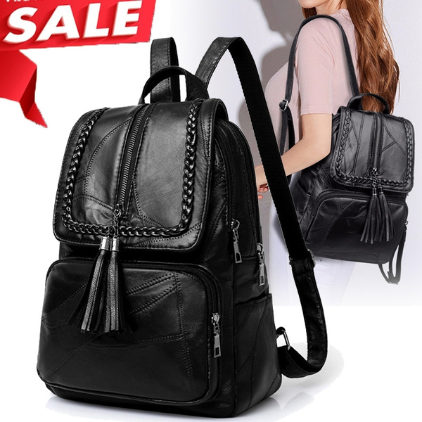 Ladies PU School Shoulder Bag Backpack Travel Rucksack Handbag Bookbag