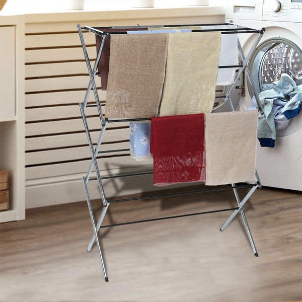 Details about   Foldable Drying Rack Horse Extendable Telescopic Clothes Dryer For Hang Laundry 