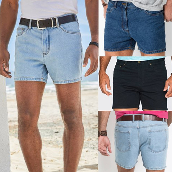 guy in short jean shorts