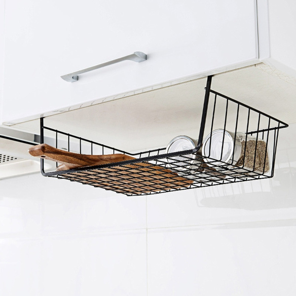 Metal Under Cabinet Basket Cupboard Hanging Organizer Mesh Storage