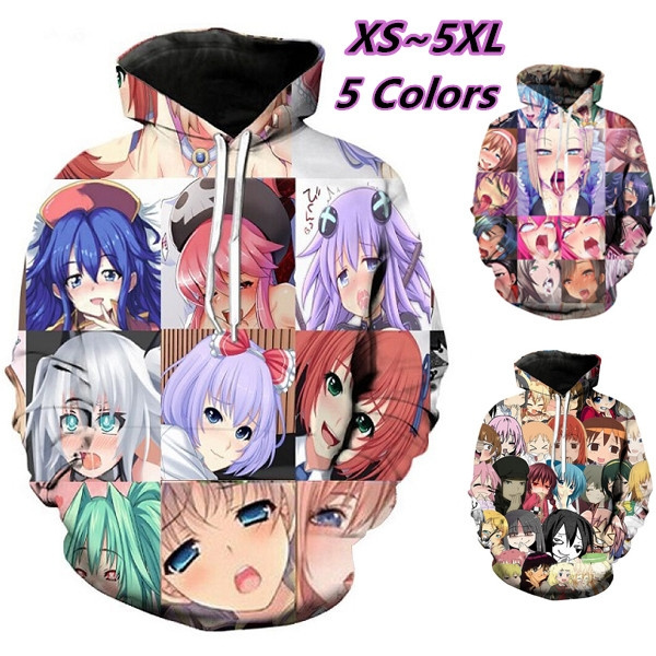 Size XS 5XL New Anime Role Funny Ahegao Hoodie Men Women Long