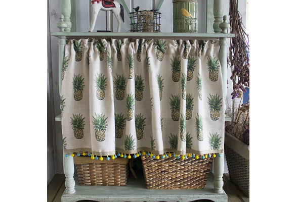 Pineapple Linen Cotton Cafe Curtains Home Kitchen Blinds Window Half Curtain 