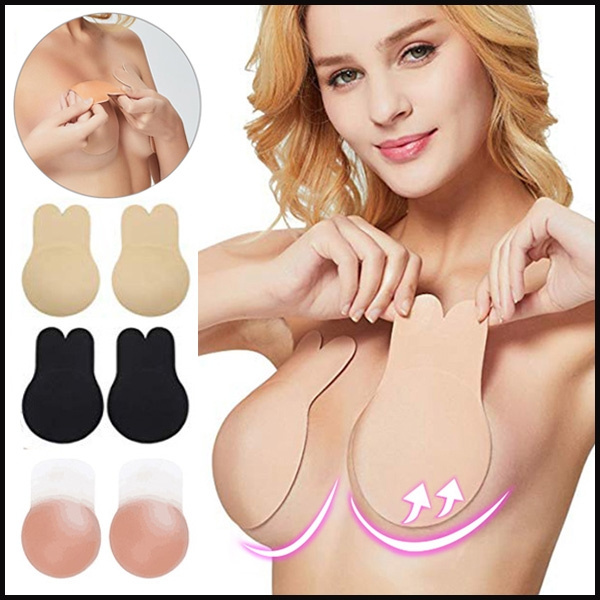 Rabbit Ear Self Adhesive Push Up Bra Women Sticky Invisible Silicone Strapless  Backless Bras Bralette Underwear