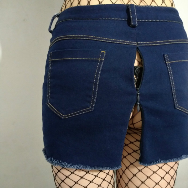 Women Ladies Denim Mini Skirt Back Zipper Slit Bodycon Short Pencil Ripped  Dark Blue | Wish