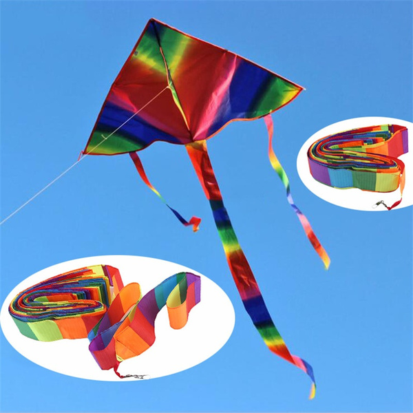 Rainbow Kite Long Tail Nylon Outdoor Toys For Children Kids Kites Stunt Kite 