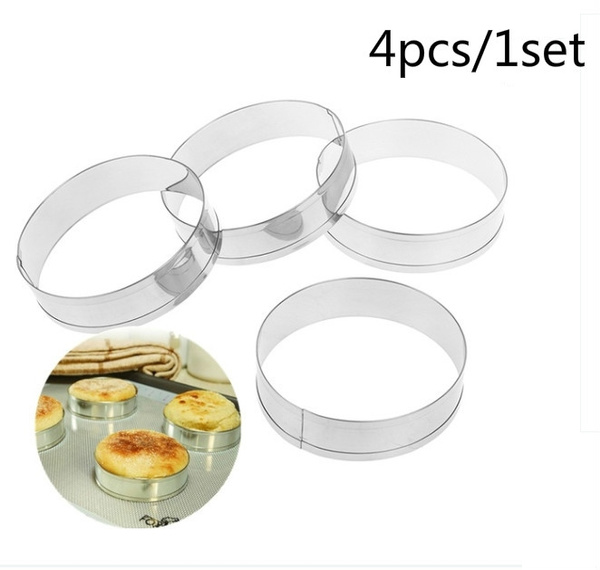 Fox Run English Muffin Rings 4pcs Set - Egg Pancake Biscuit Crumpet Cutter