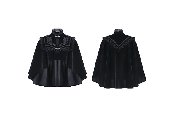 Darkinlove Women Gothic Lolita Loack Cape High Neck Velour Hooded Steampunk  Retro Cape Evening Party Women Cloak