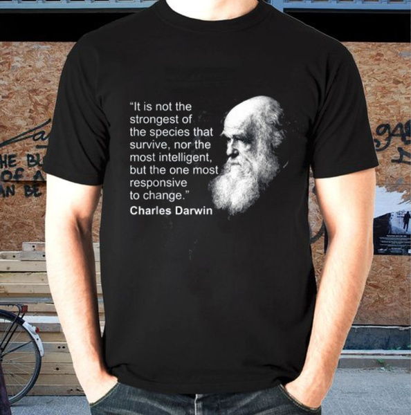 Charles Darwin Portrait quote Evolution Atheist gift T-Shirt