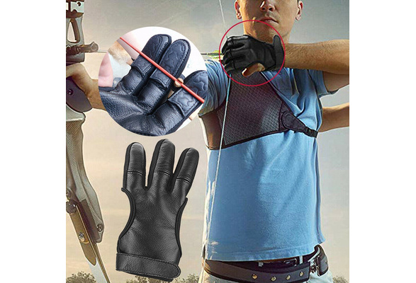 Details about   Leather Archery Gloves 3 Finger Tab Guard Bow Shooting Protector Accessories 