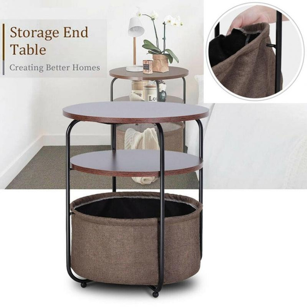 Table Round Sofa Console, Slide Under Sofa Table With Storage