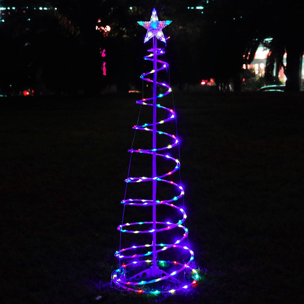 5' FT Color Changing Christmas LED Spiral Tree Light Xmas Holiday Decor Battery 