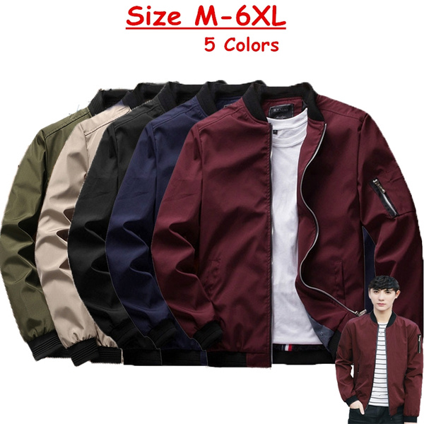 Spring and Autumn New Solid Color Bomber Jacket Fashion Casual Zipper Jackets Man Outwear Slim Fit Mens Coat | Wish