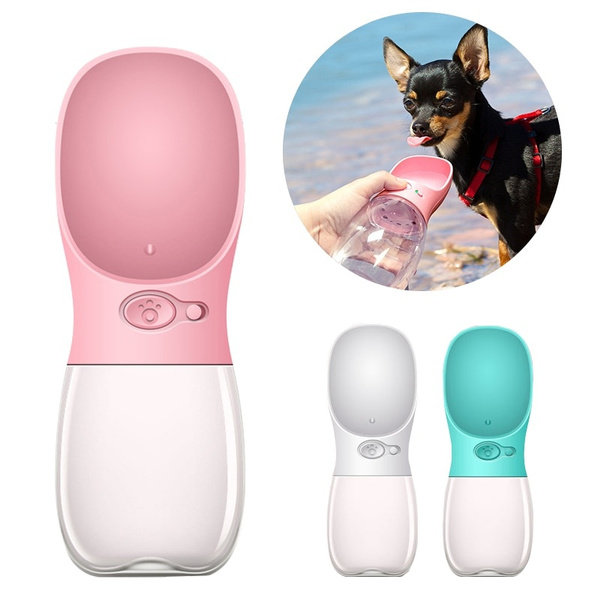 BOMII Botella de viaje de plástico para perros y gatos 500 ml sin fugas rosa botella portátil dispensador de agua para mascotas
