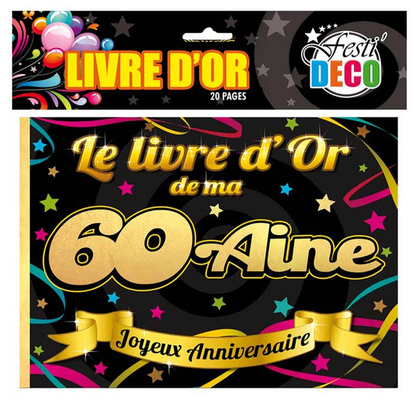 Les Tresors De Lily Q8023 Livre D Or 60 Ans Noir Multicolore 21 5x15 5 Cm 18 Pages Wish