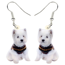 earringsforkid, dog accessories, whiteterrierdogearring, Jewelry