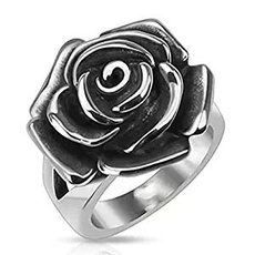 Steel, Square, wedding ring, Rose