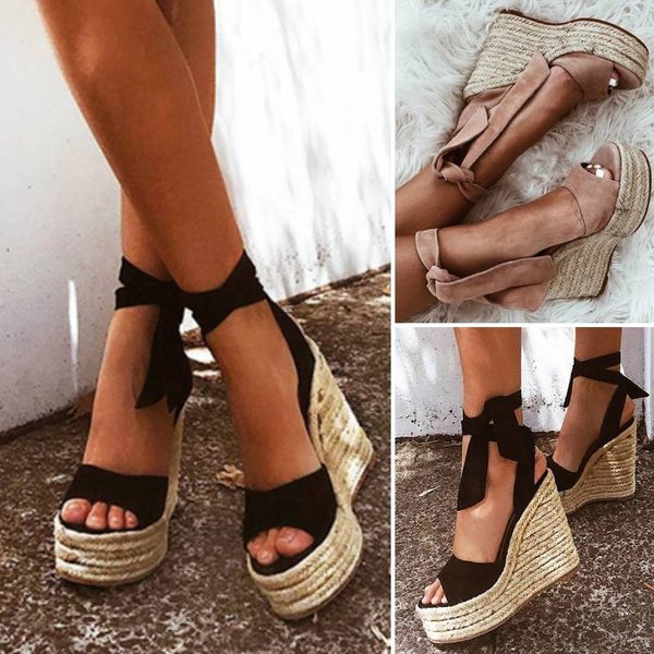 Women'S Plus Size Bohemian Style Woven Faux String Strappy Sandals With  Metallic Decor, Casual, Vacation, Party, Platform Wedge Heel, Open Toe |  SHEIN USA