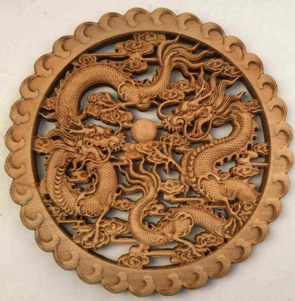 Details about   CHINESE HAND CARVED 金鱼戏荷 STATUE CAMPHOR WOOD ROUND PLATE WALL SCULPTURE 