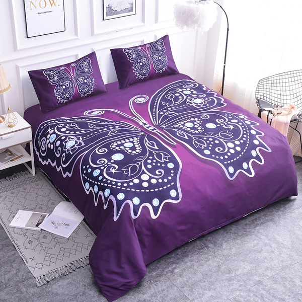 3d Purple Erfly Bedding Sets 2 3pcs, Purple Bedding Sets King Size Uk