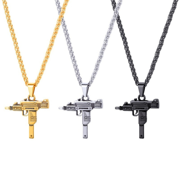 316L Stainless Steel Men Hip Hop UZI 