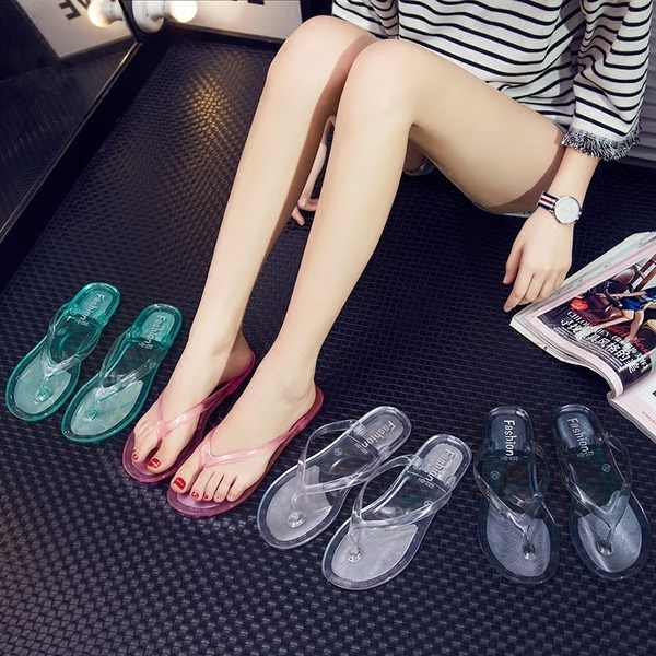 4 Colors Summer Transparent Flip Flops Women Jelly Slippers Candy