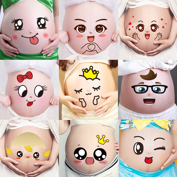 GAOLILI Big Belly Stickers Photo Stickers Photo Portrait Mujeres Embarazadas Pregnant Props Creativo Funny Stickers Belly Photo Stickers Color : C