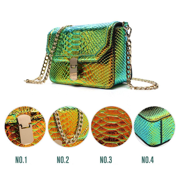 Fashion Shell Handbag, Snakeskin Embossed Crossbody Bag, Zipper