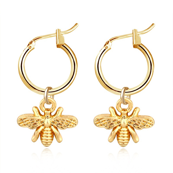 Cute Exquisite Bee Hoop Earrings 