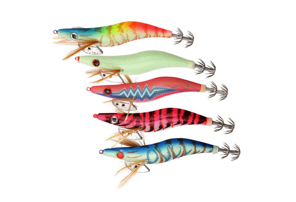 5x Luminous Squid Jigs Saltwater Lures with Extra Weight Casted Farther