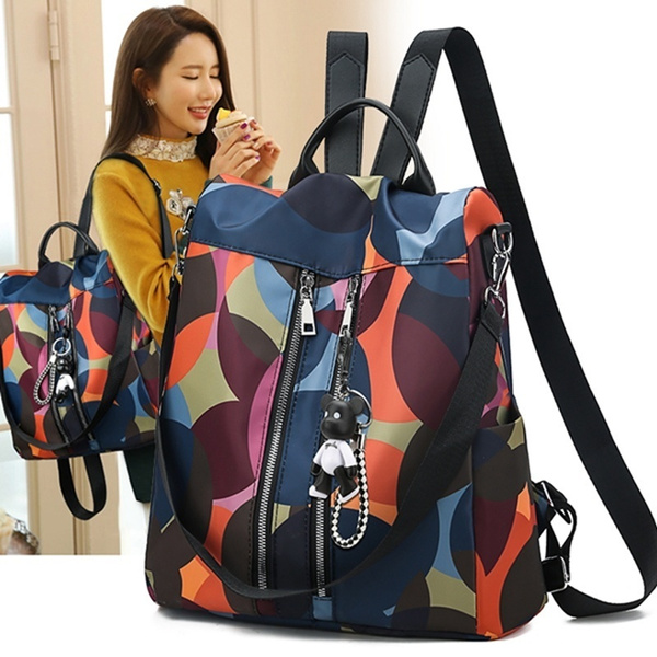 Women Printing Oxford Backpack Multicolor Girls Shoulder Cloth Bag ...