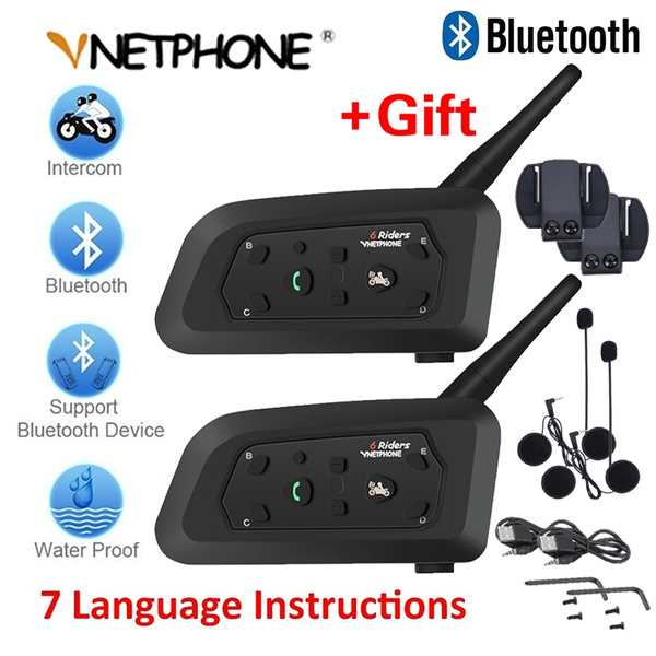 Vnetphone 2PCS 1200M Motorcycle Bluetooth Helmet Intercom for 6