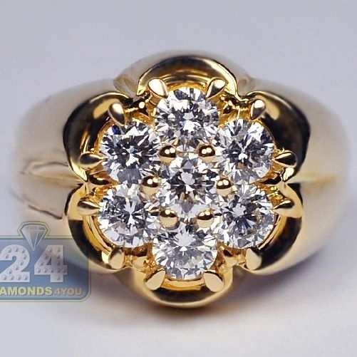 mens gold diamond cluster rings