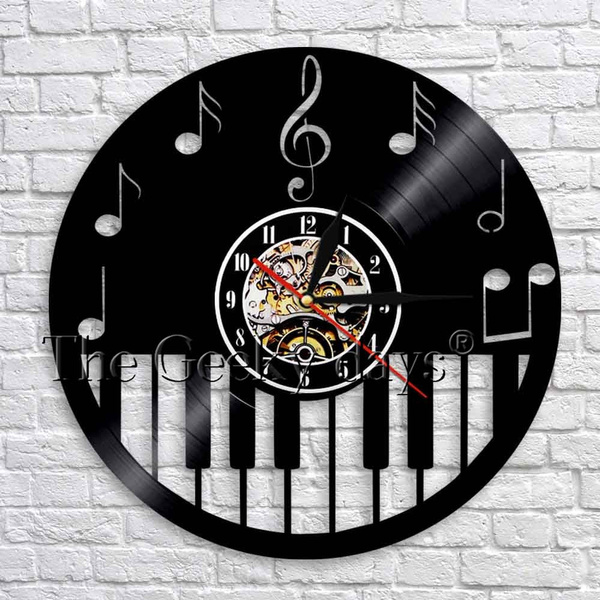 Piano Keys Music Vinyl Record Wall Clock Keybord Music Notes Musical ...