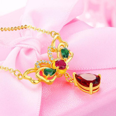 butterfly, Jewelry, gold, garnet