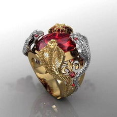 The Latest Fashion Men Luxury Ruby Cobra  Ring   Silver Plated Men's Ring Party Jewelry Size 6-12