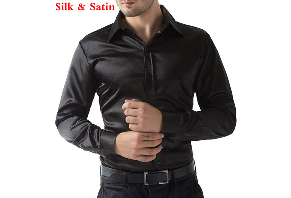 black silk mens dress shirt