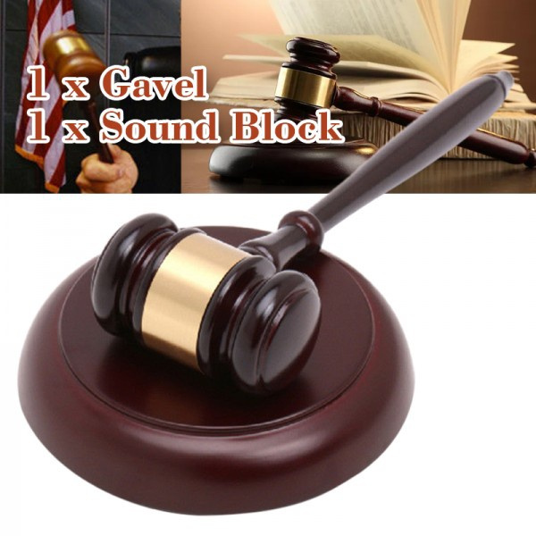 Wooden Handcrafted Gavel Hammer Sound Block Set for Lawyer Judge Auction Sale