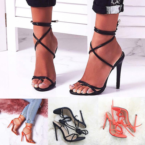 Strappy Lace Up Heeled Sandals | Express