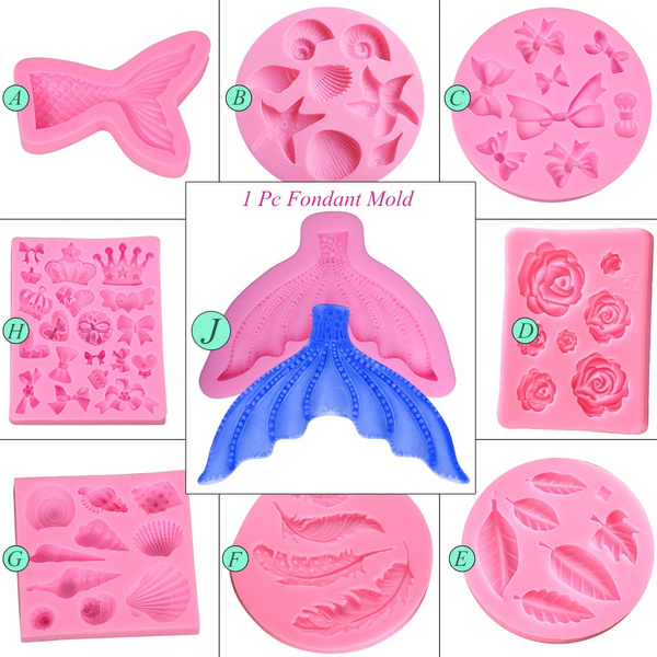 9-Styles 3D Silicone Pressure Molds Fondant Molds Cake Molds Cookies ...