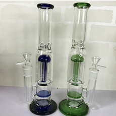 28cm Tall Glass HoneyComb Tree Disk Recycler Straight Percolator Pipes