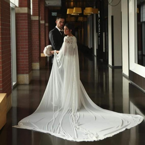 Detachable wedding cape sale