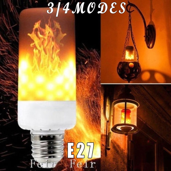 4 Mode E27 LED Flicker Flame Light Bulb Simulated Burning Fire Effect Lamp Decor 