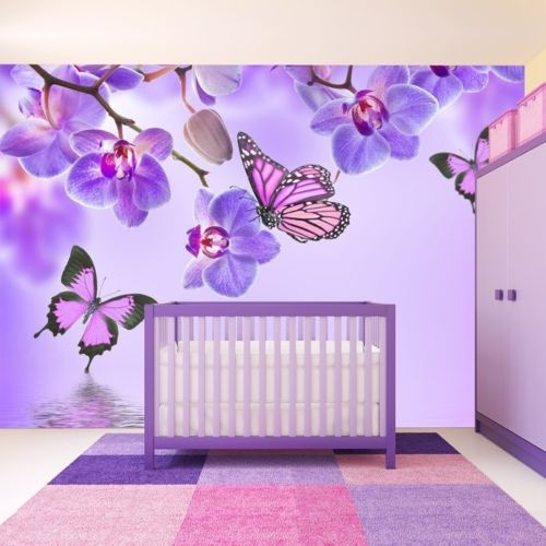 Flower Girl Butterfly Flower Art Kids Girl Bedroom Decor Wall