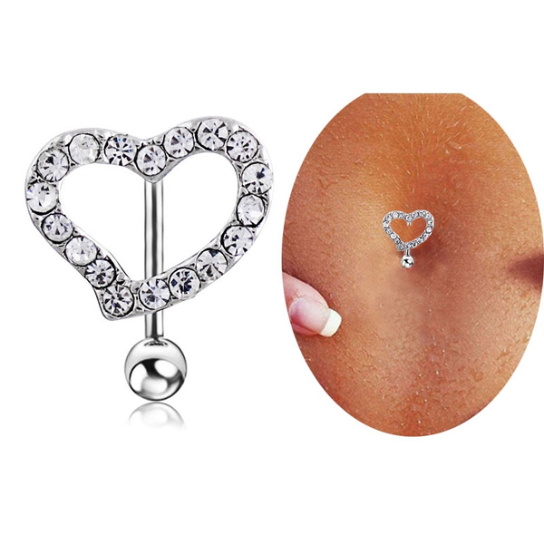 Details about   Steel Navel Belly Button Bar Ring Crystal Heart Body Piercing Jewelry Gift Hot 