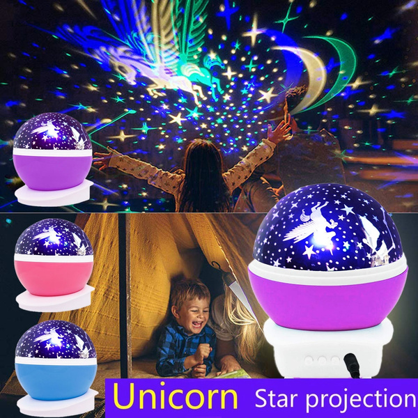Kids Unicorn Night Light Projector LED Rotating Starry Nursery Lamp Baby  Bedroom LED Table Lamp Birthday Christmas Gift