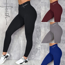 2019 Women's Fashion High Waist Faith Letter Print Skinny Leggings Skinny Sport Yoga Pants Trousers Gym Leggings
